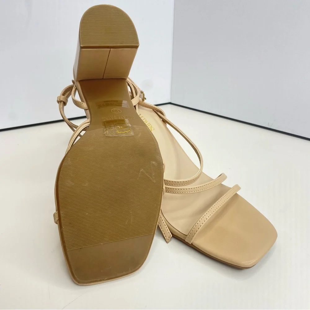 Dream Pairs Women Beige Strappy Block Heel Square Toe Sandals SDHS2428W Size 10 - Picture 7 of 8